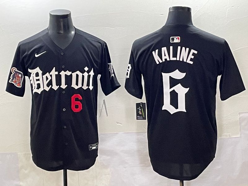 Men 2025 Detroit Tigers #6 Kaline Black Five generations Joint Name Nike MLB Jersey style 4